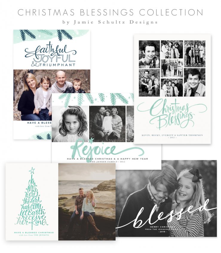 Christmas Blessings Card Templates by Jamie Schultz Designs