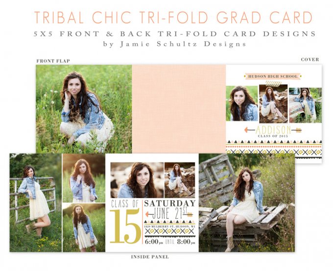 Tribal Chic Trifold Card Template by Jamie Schultz Designs