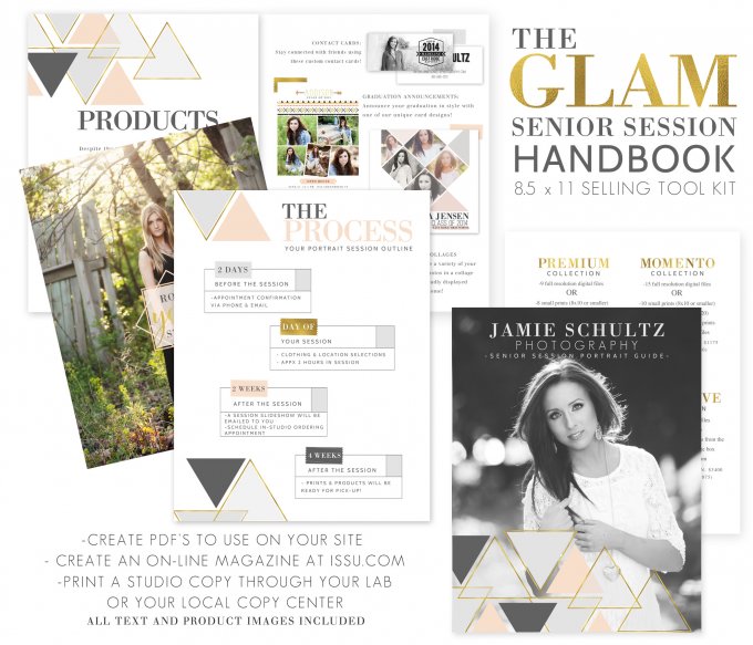 Glam Senior Session Handbook Template by Jamie Schultz Designs