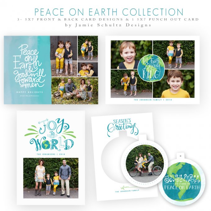 Peace on Earth Holiday Card Templates by Jamie Schultz Designs