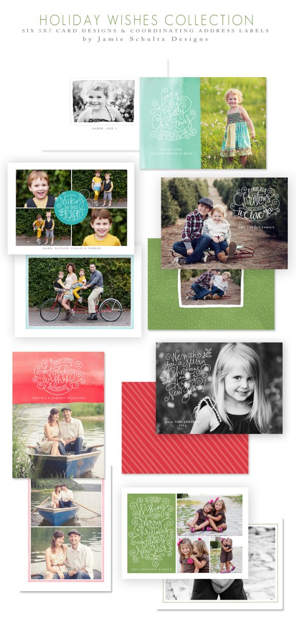 Holiday Wishes Christmas Card Templates by Jamie Schultz Designs