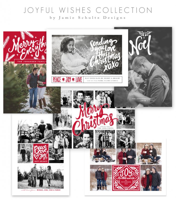 Joyful Wishes Christmas Card Templates by Jamie Schultz Designs