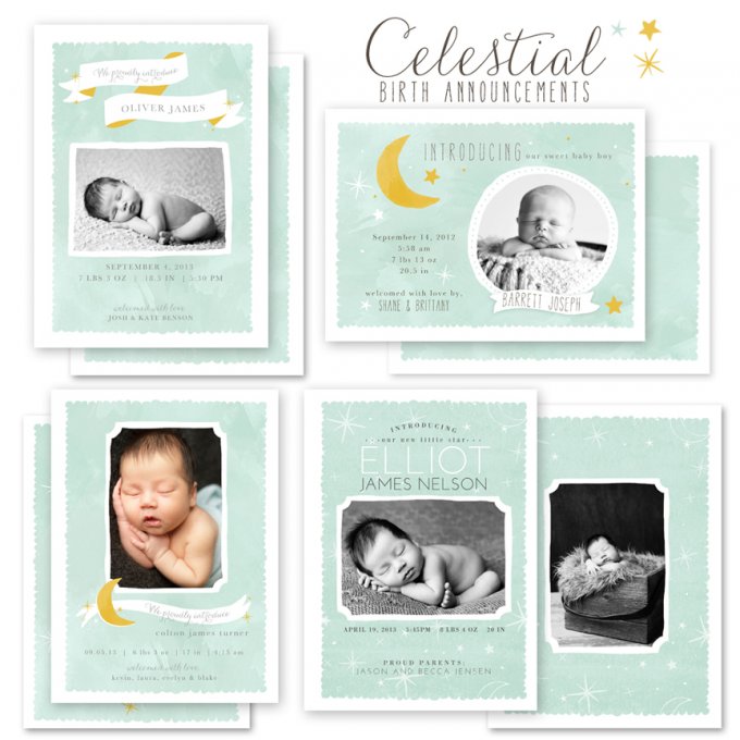 Celestial Birth Announcement Templates by Jamie Schultz Designs