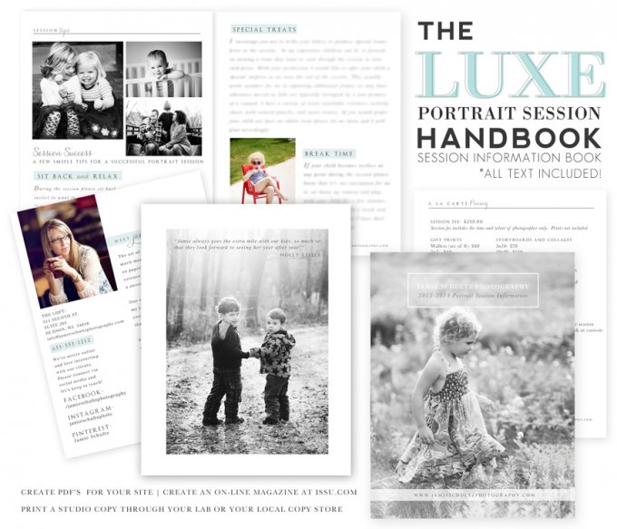 Luxe Portrait Session Handbook Template by Jamie Schultz Designs