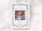 Toile Blue Canva Photoshop 5x7 Birth Announcement