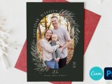 Oval Pines 5x7 Canva Photoshop Holiday Card